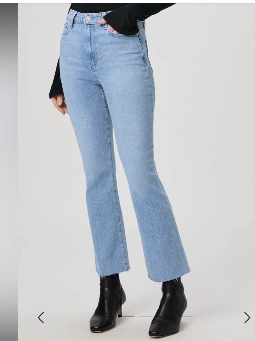 PAIGE Claudine Flare Crop Fray Jeans